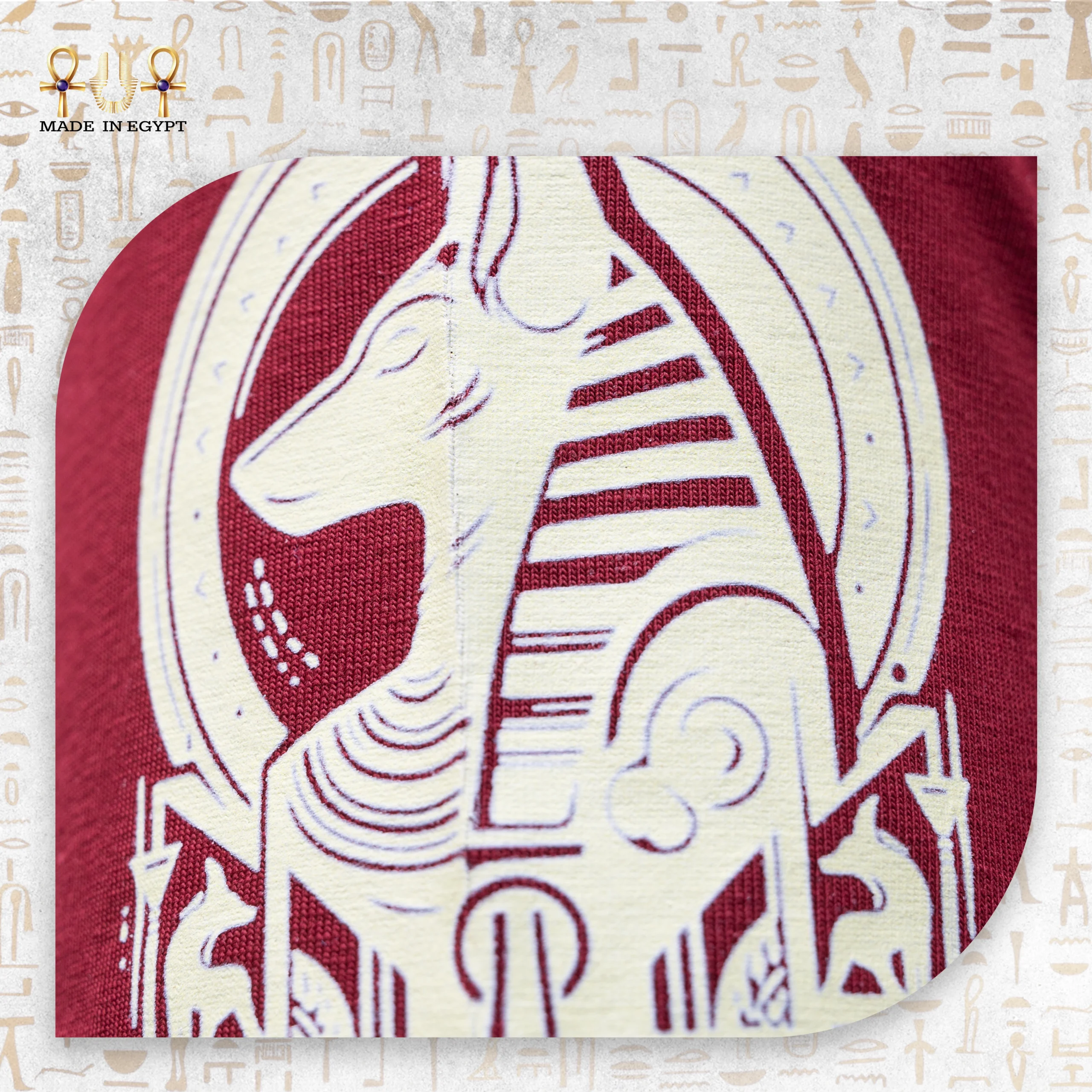 @2D Anubis T-Shirt with Hieroglyphic Prints