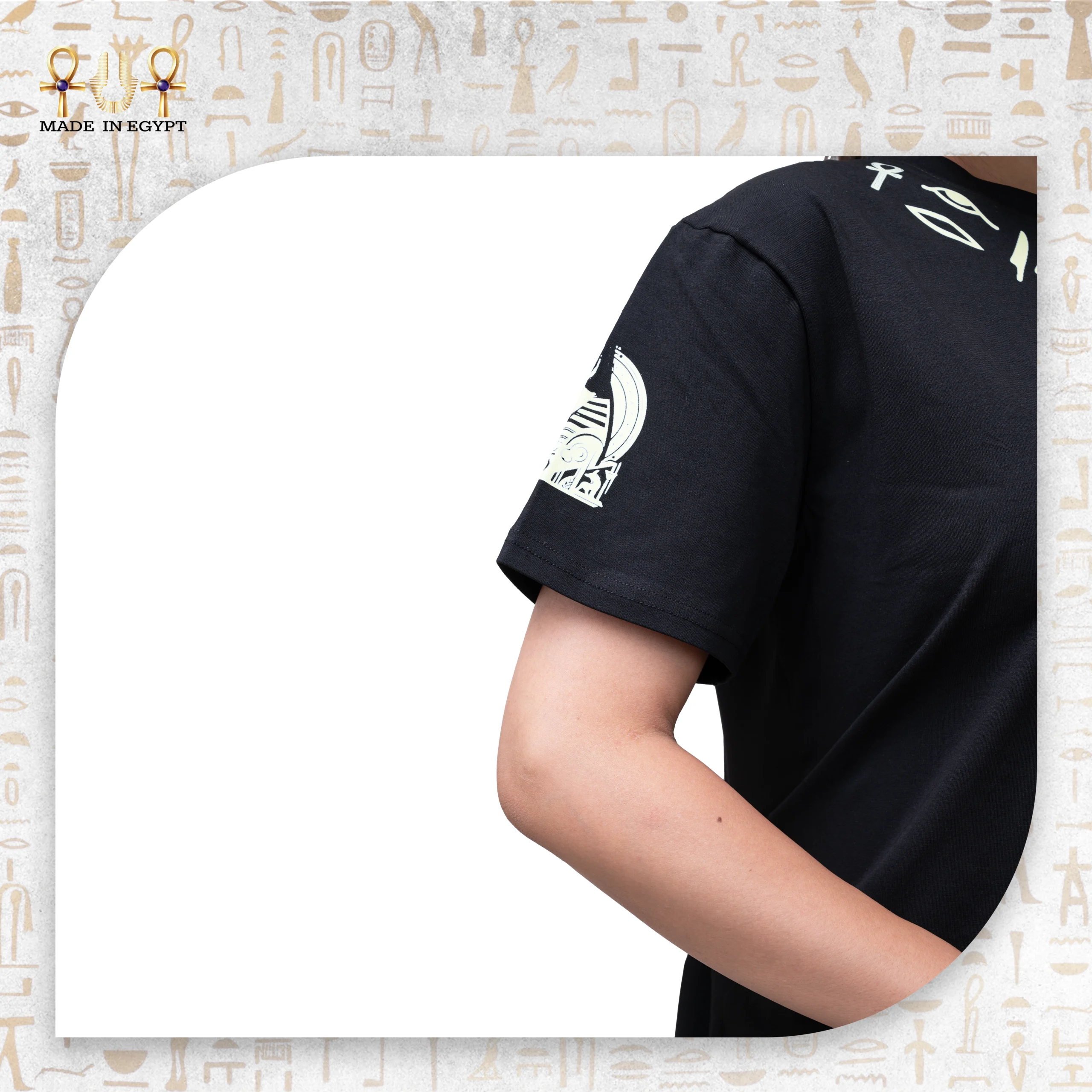 @2G Anubis T-Shirt with Hieroglyphic Prints