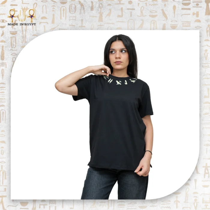 Anubis T-Shirt with Hieroglyphic Prints - Image 3