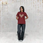 Horus Winged T-Shirt with Hieroglyphic Prints