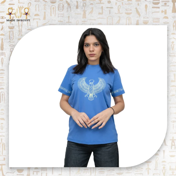 Horus Winged T-Shirt with Hieroglyphic Prints - Image 11