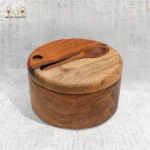 Wooden Dual Section Jar with Spoon