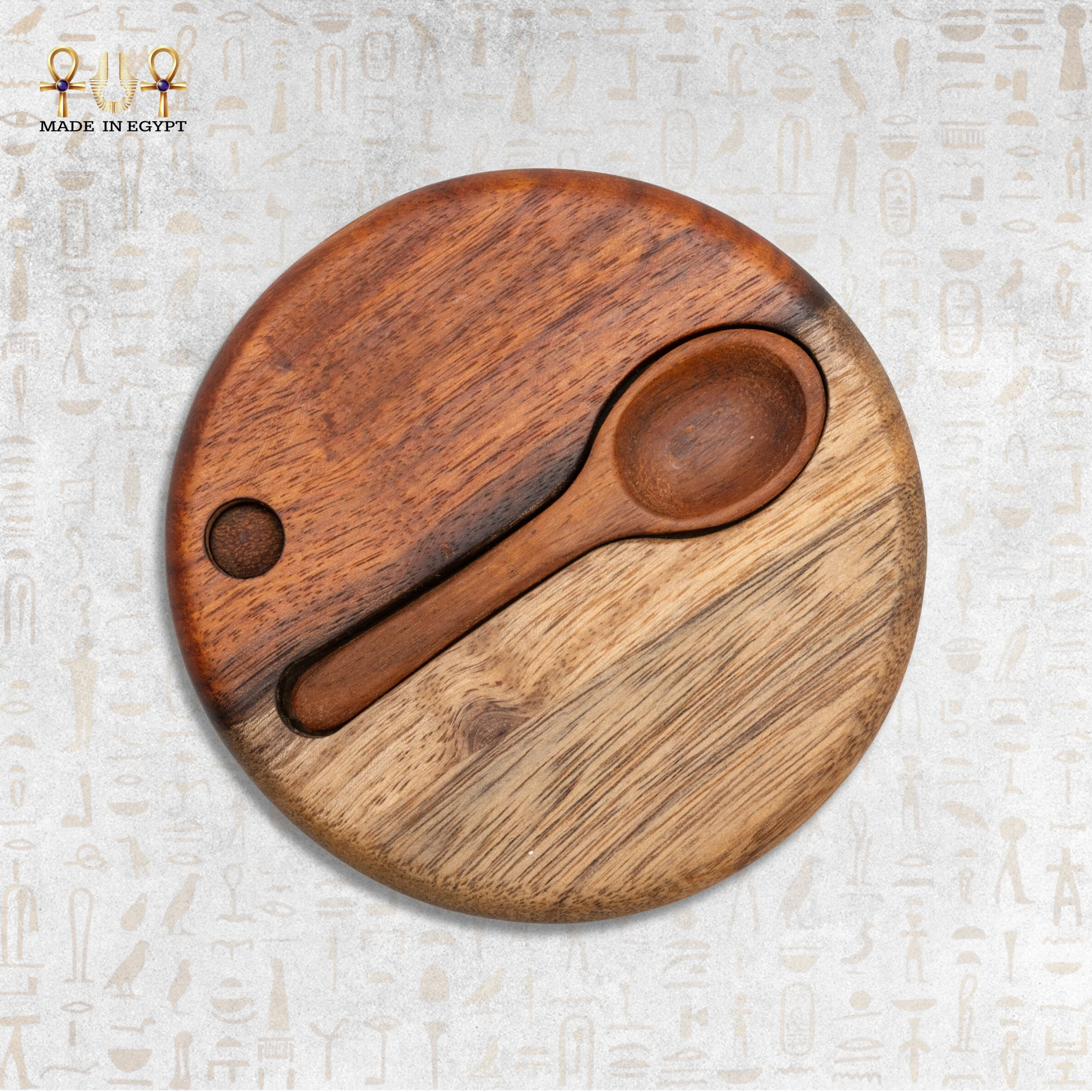 @4BWooden Dual Section Jar with Spoon
