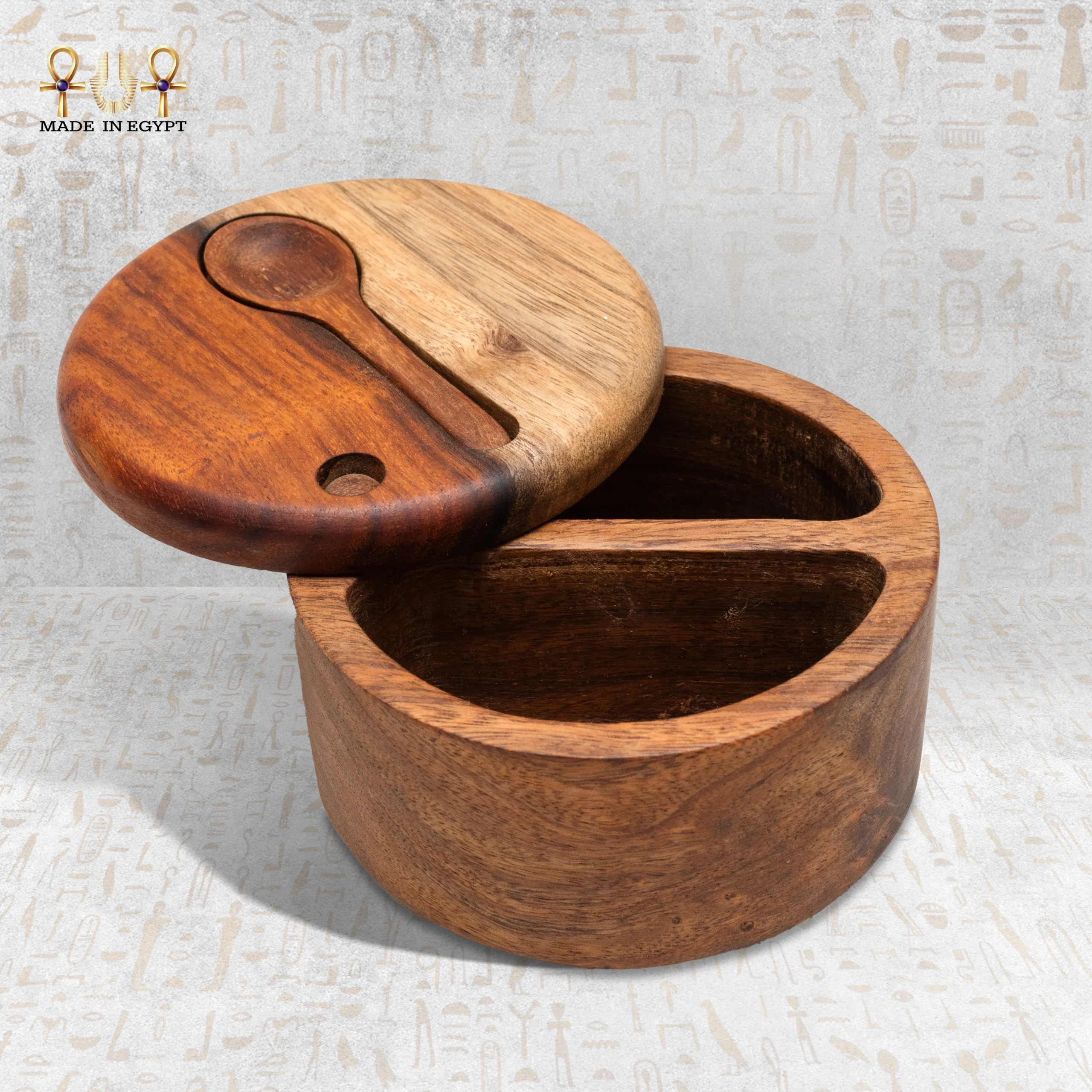 @4DWooden Dual Section Jar with Spoon