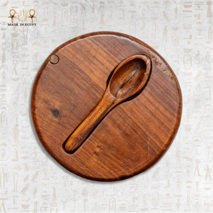 ⁦جرة خشبية ذات قسم مزدوج مع ملعقة⁩ - الصورة ⁦4⁩