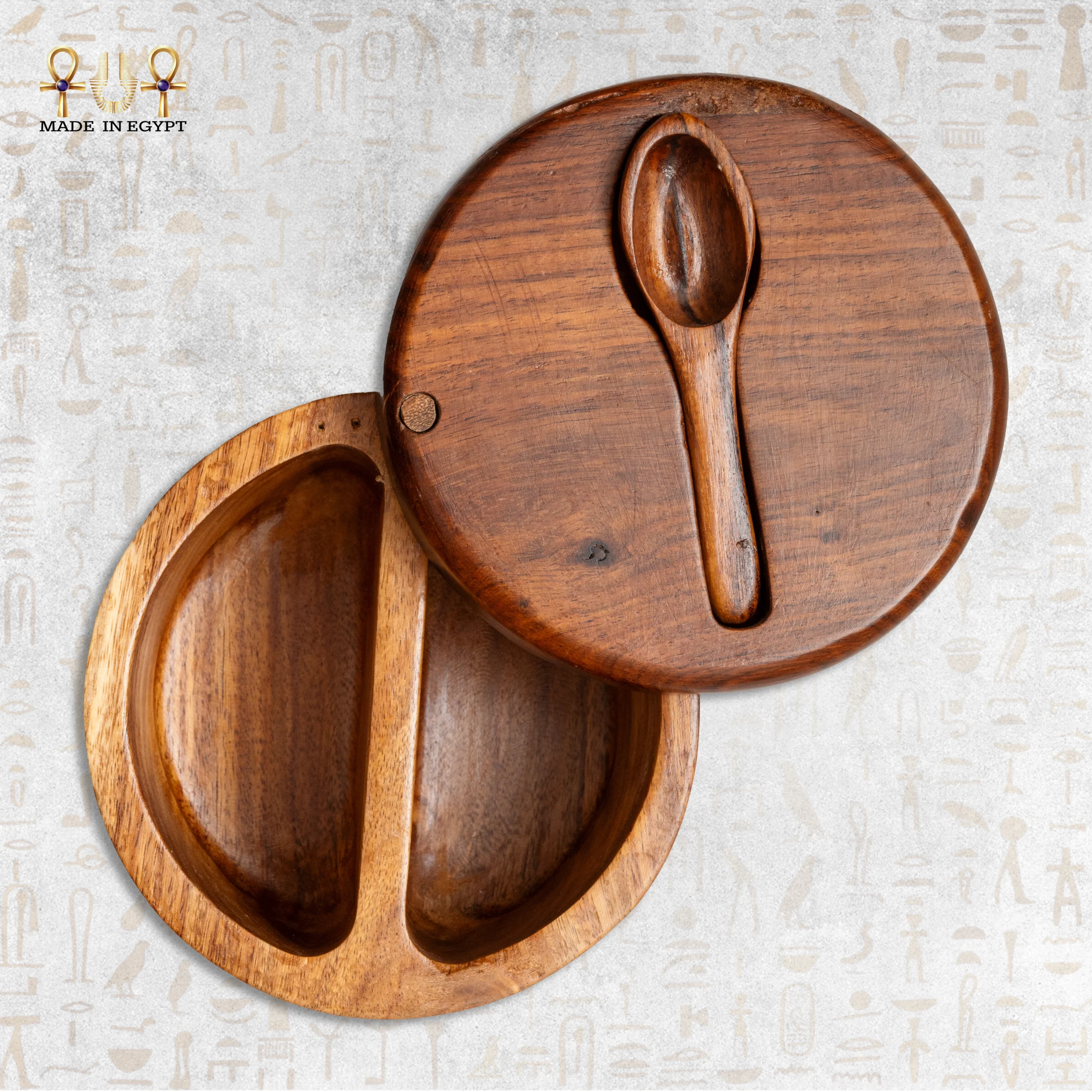 @4GWooden Dual Section Jar with Spoon