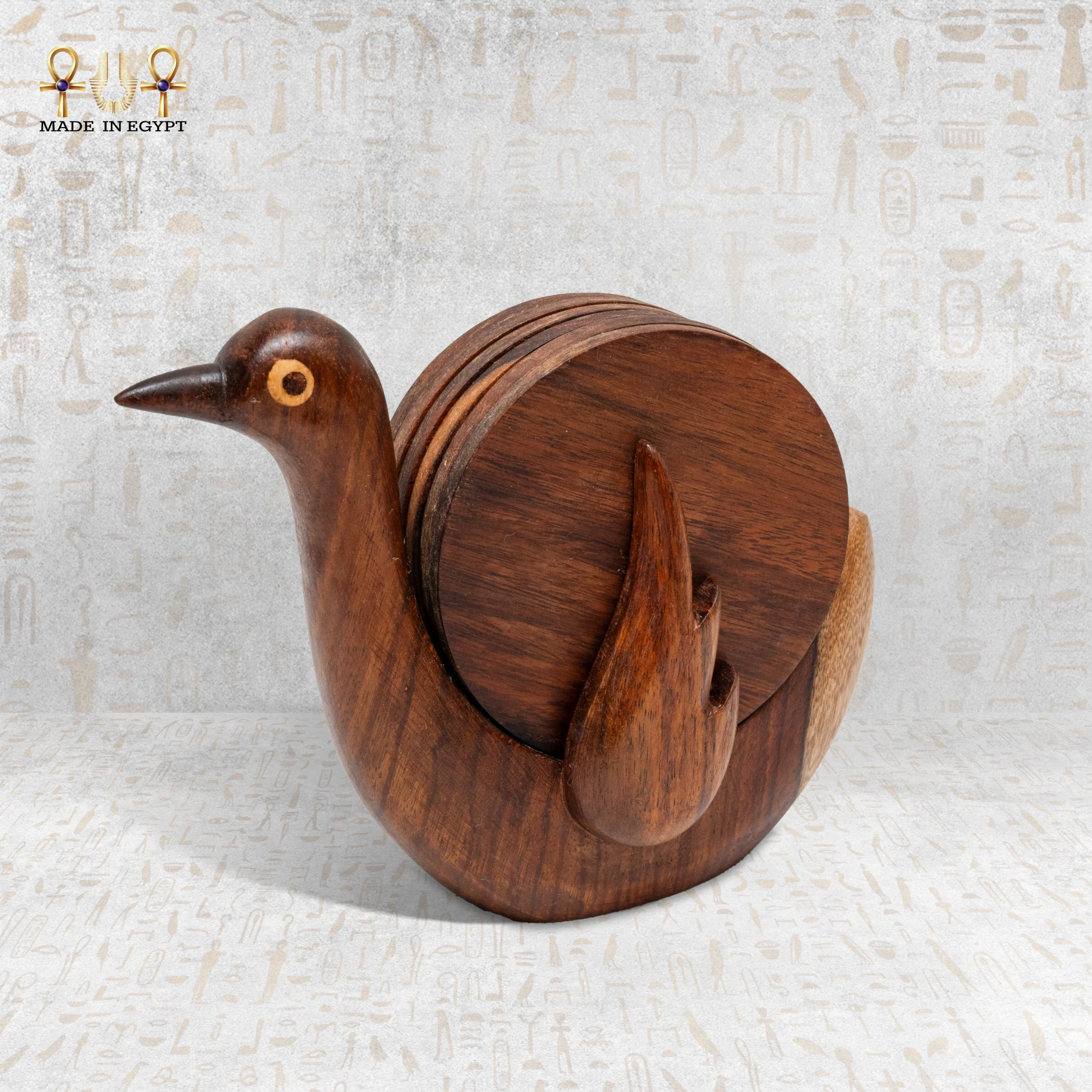 @5AWooden Bird Coaster Holder Set