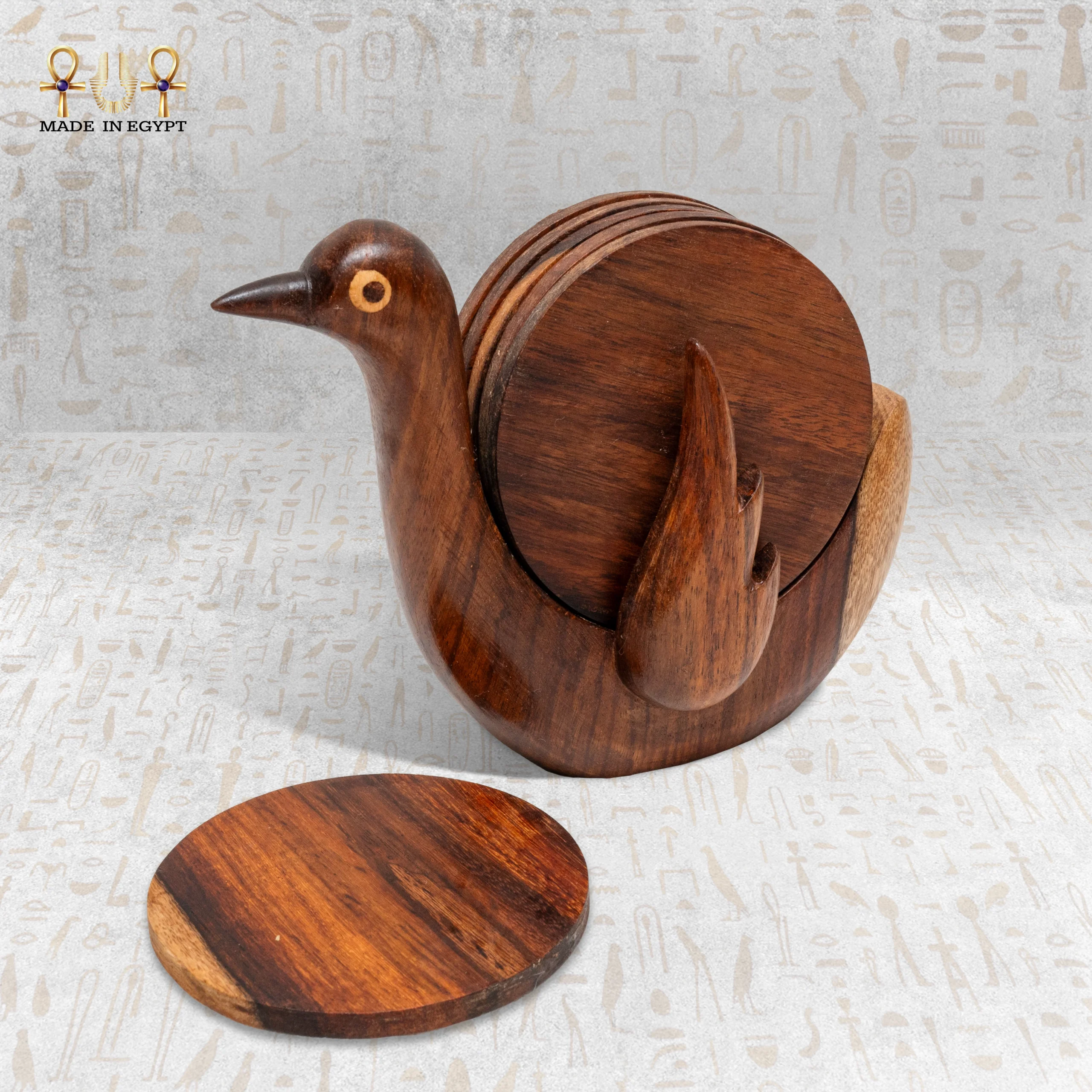@5BWooden Bird Coaster Holder Set
