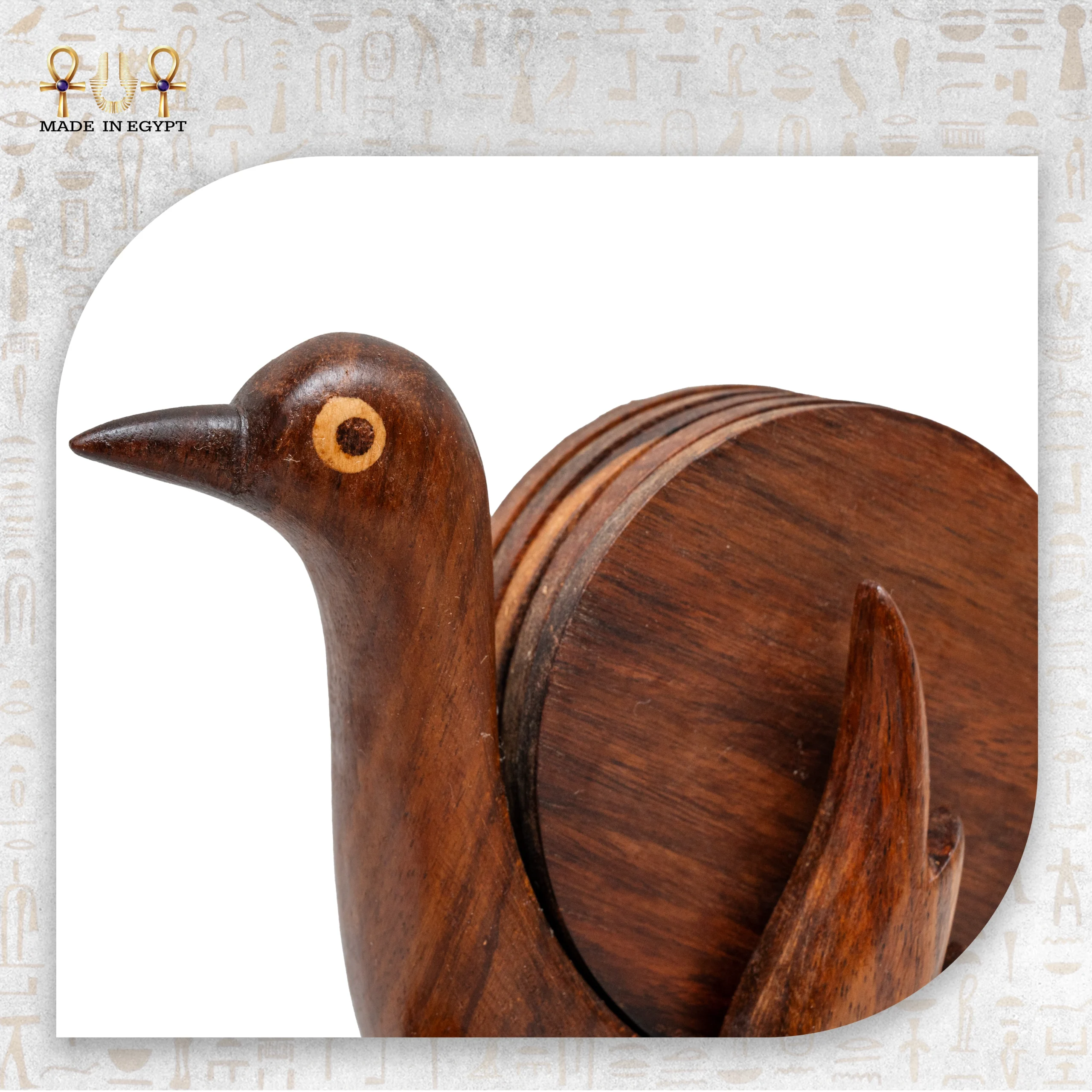 @5CWooden Bird Coaster Holder Set