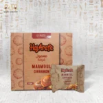 Cinnamon Touch Maamoul by Haj Arafa – cinnamon-filled date pastry box (12 pieces) with individual pack in front.