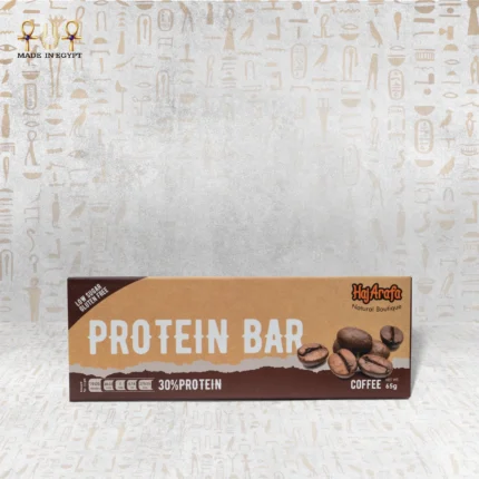 Coffee Energy protein bar by Haj Arafa – 30% protein, low sugar, gluten-free, coffee flavor, front packaging.