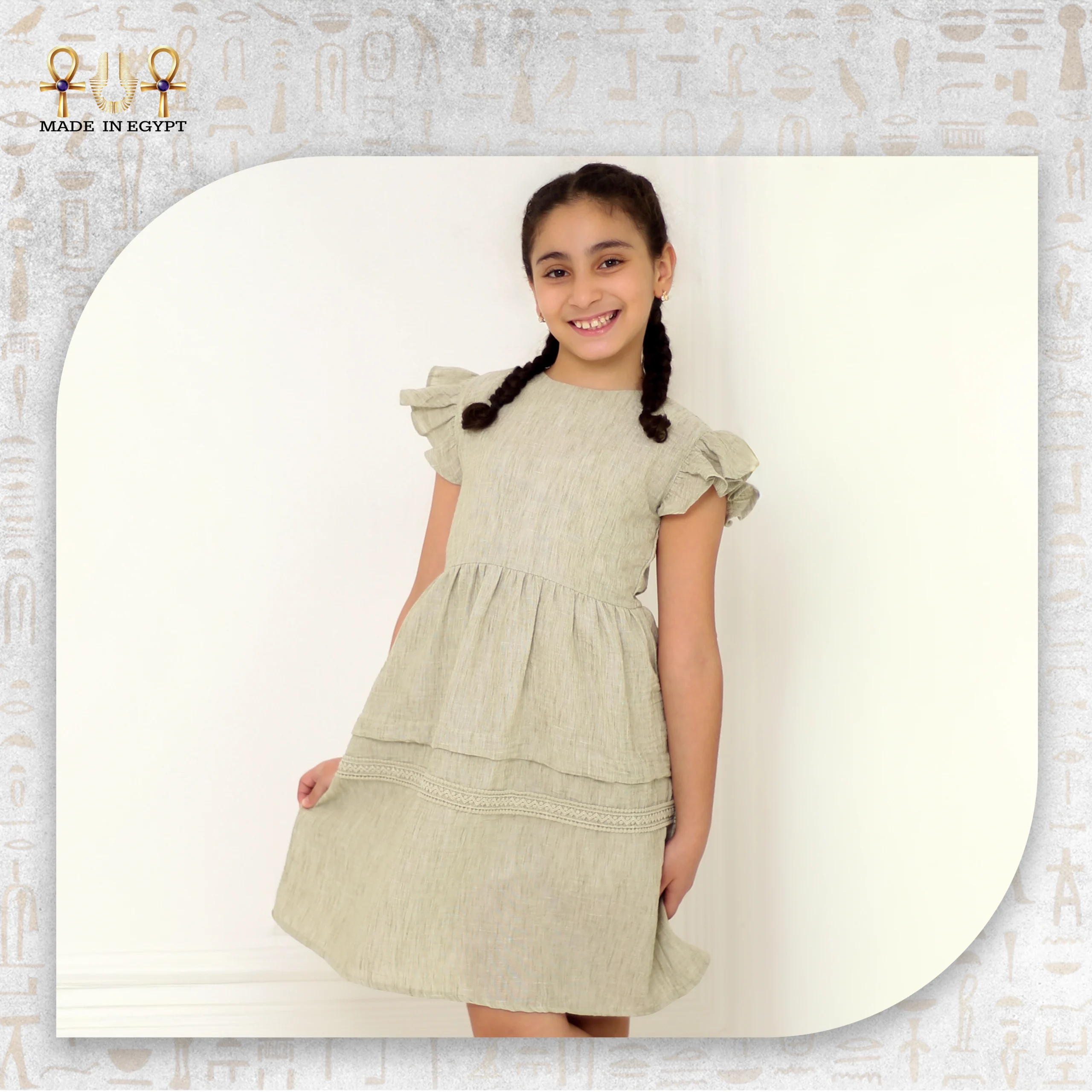 Girl Linen Dress@3D