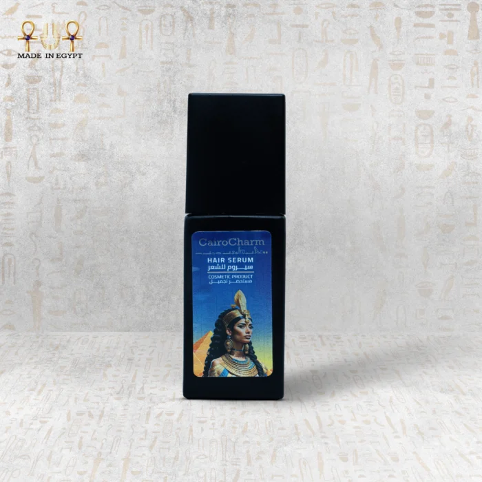 CairoCharm Hair Serum, 30ml bottle, showcasing the cosmetic product packaging.