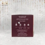Back view of Hibiscus Harmony herbal tea box showing ingredients, preparation steps, and manufacturer details.