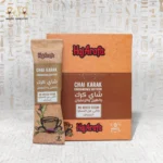 Front view of Haj Arafa Karak Story chai karak packaging showing cardamom and saffron blend with no added sugar.