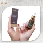 Lavender Essential Oil, 30ml, bottle held with packaging box visible.