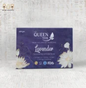 Queen Rocca Lavender Natural Handmade Soap â€“ Soap packaging with a rich lavender design and natural product details.