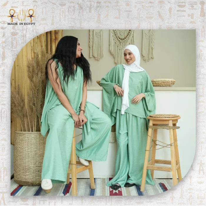 ⁦مجموعة قطع نسائية باللون الأخضر النعناعي⁩ - الصورة ⁦4⁩