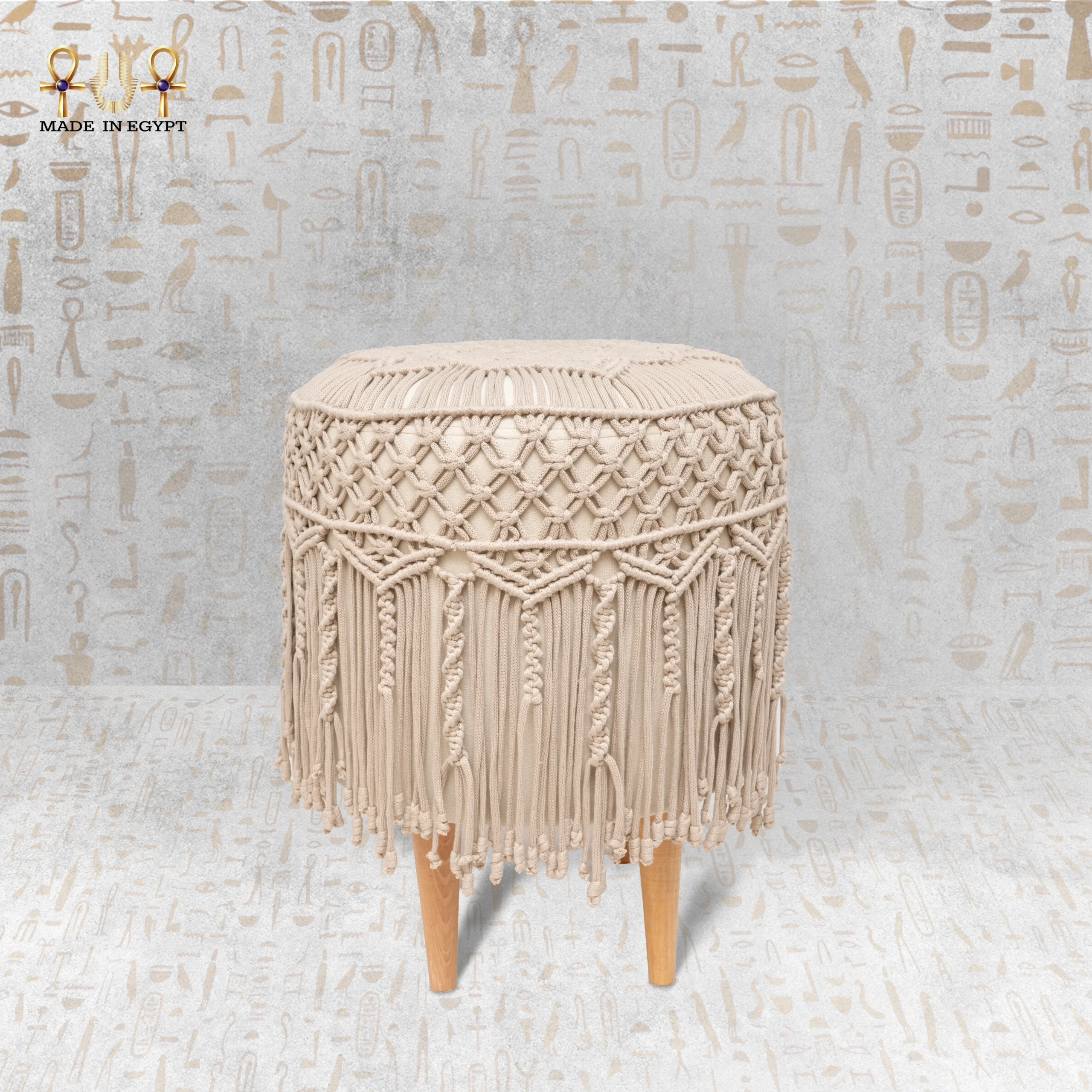 Macramأ© Velvet Pouf@27A