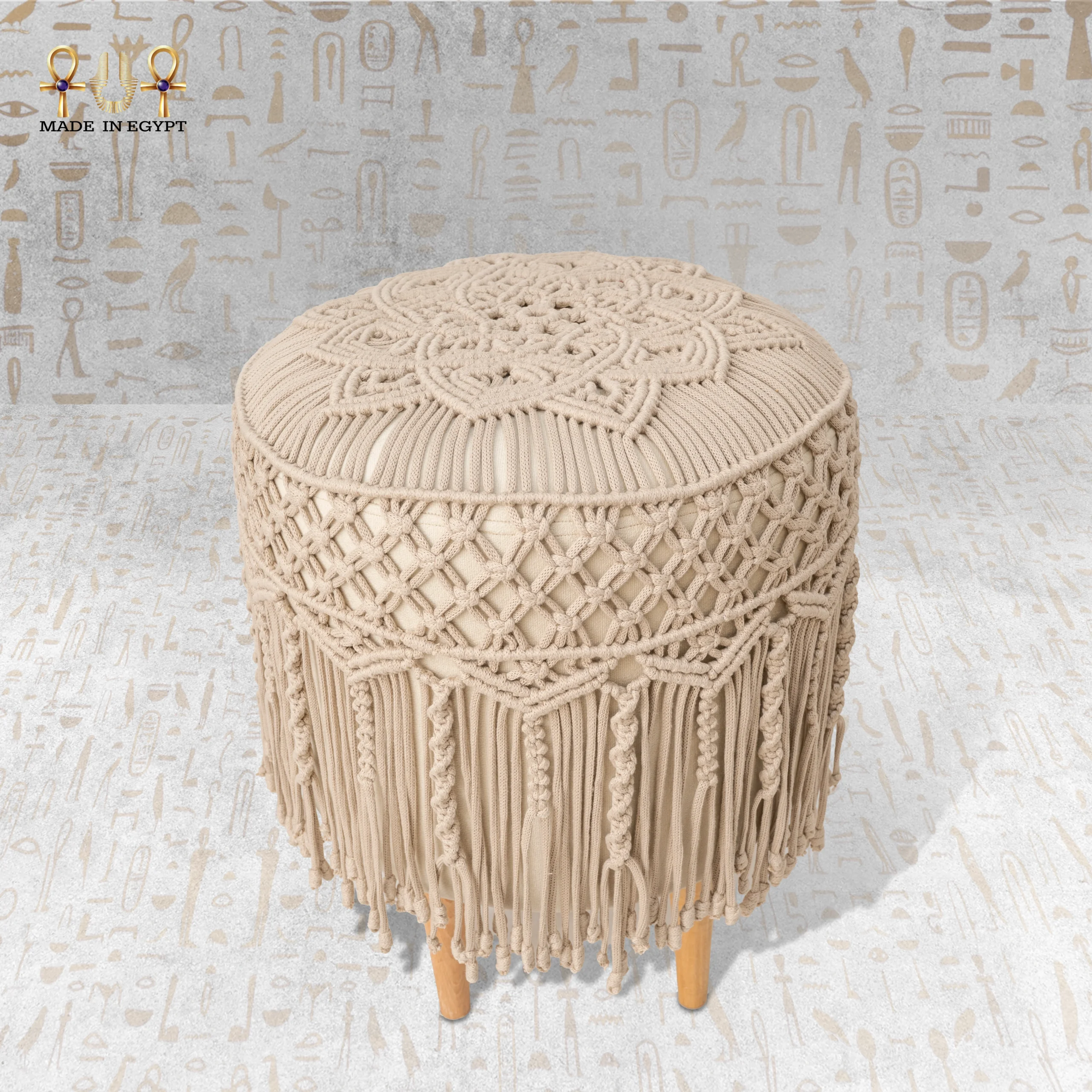 Macramأ© Velvet Pouf@27B
