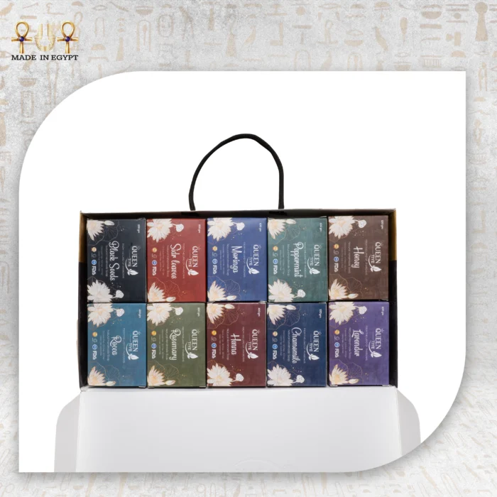 Queen Tiye Natural Handmade Soap Pack - 10 Different Soap Bars in a Gift Box.
