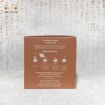 Back side of Spicy Warmth cinnamon and ginger herbal tea by Haj Arafa, showing ingredients and preparation instructions.