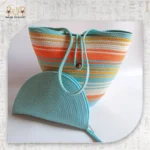 Aqua Sun Crochet Bag with Mini Pouch