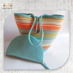 Aqua Sun Crochet Bag with Mini Pouch