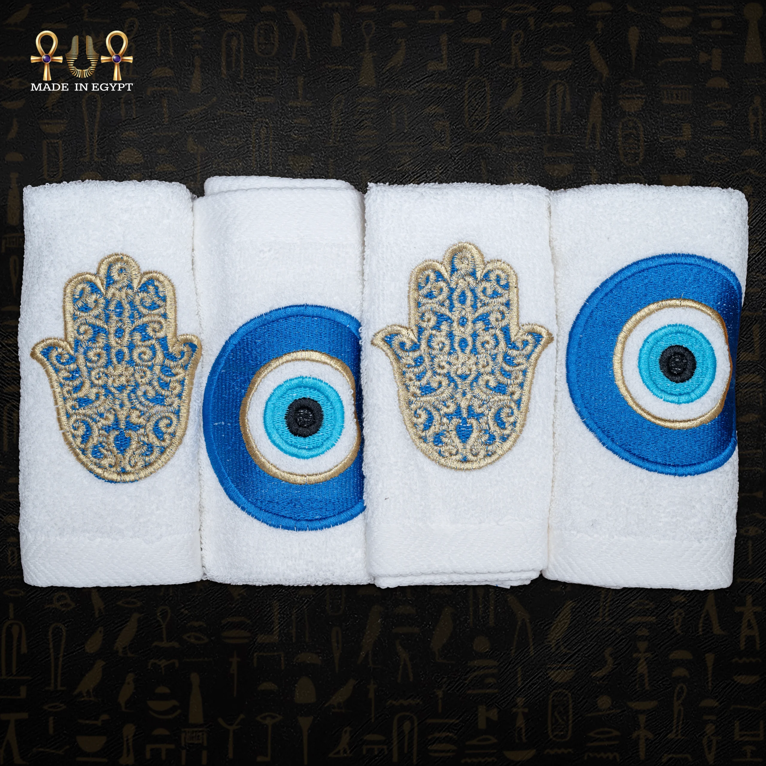@11A Blue evil eye guest towels