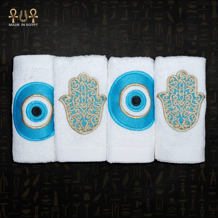 Blue evil eye guest towels - Image 4
