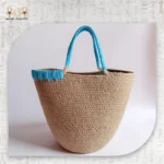 Egypt Sand Crochet Bag with Turquoise Touch