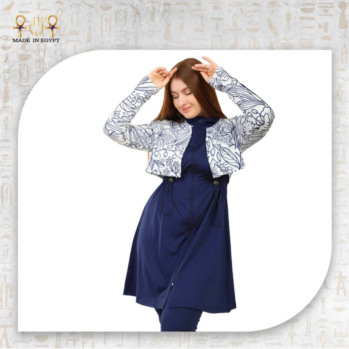 Navy Blossom Modest Swimwear Set - Image 6