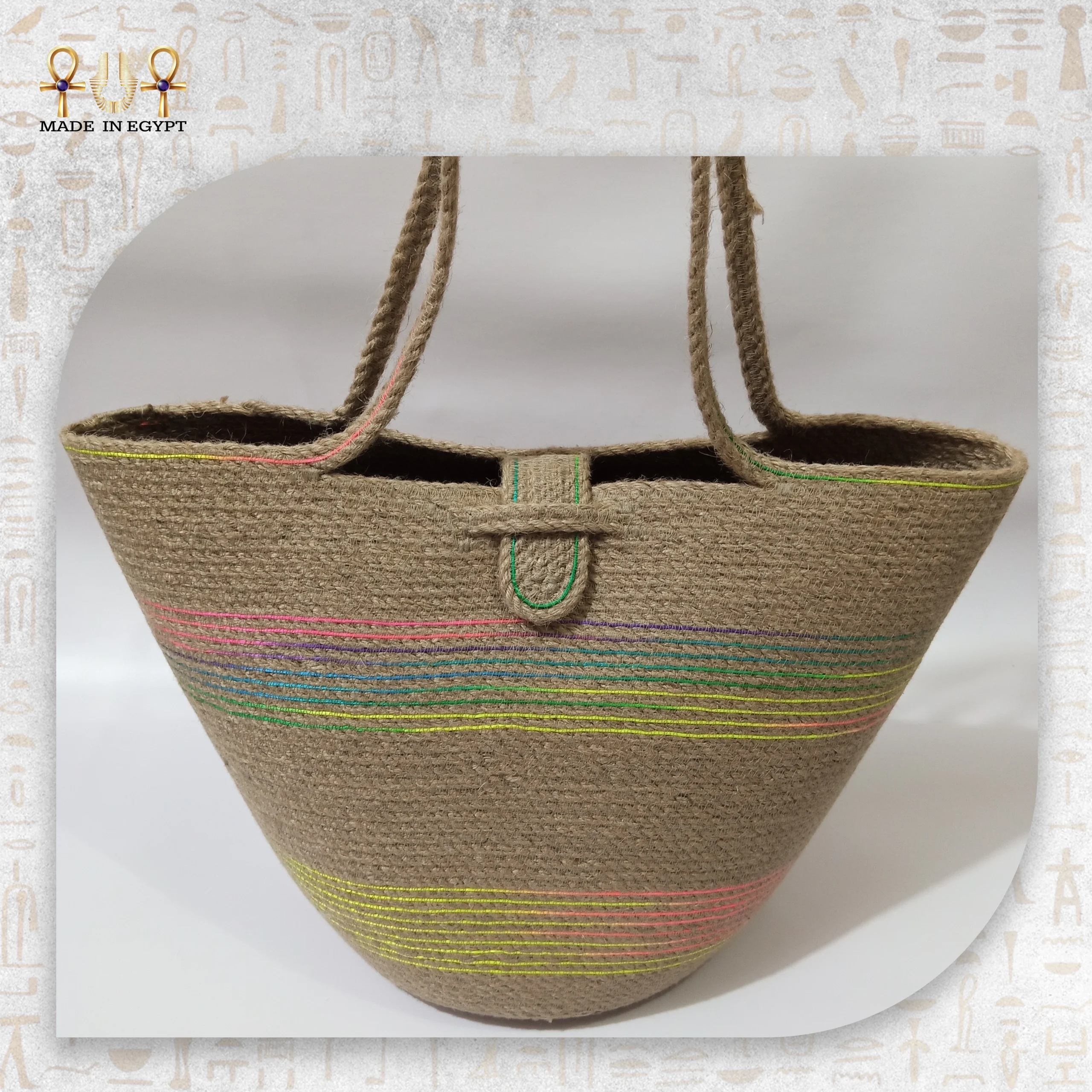 @20 Colorful Threaded Straw Bag Colorful Threaded Straw Bag - Image 1