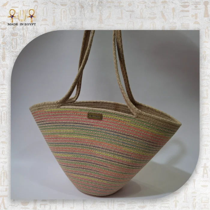 Striped Straw Shoulder Bag - Image 3