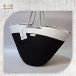 Black & White Straw Shoulder Bag