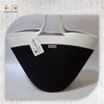 Black & White Straw Shoulder Bag - Image 2
