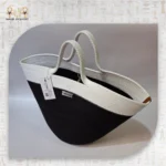 Black & White Straw Shoulder Bag - Image 3
