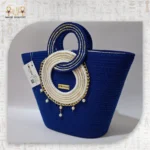 شنطة قش ملكية باللون الكحلي