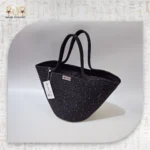 Starry Black Crochet Tote Bag