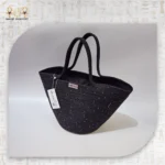 Starry Black Crochet Tote Bag