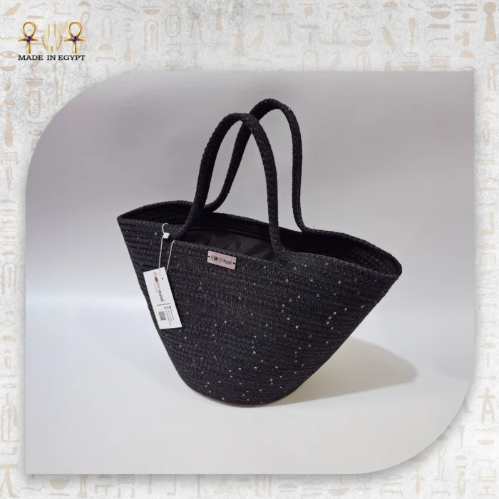 Starry Black Crochet Tote Bag - Image 1