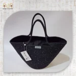Starry Black Crochet Tote Bag - Image 2