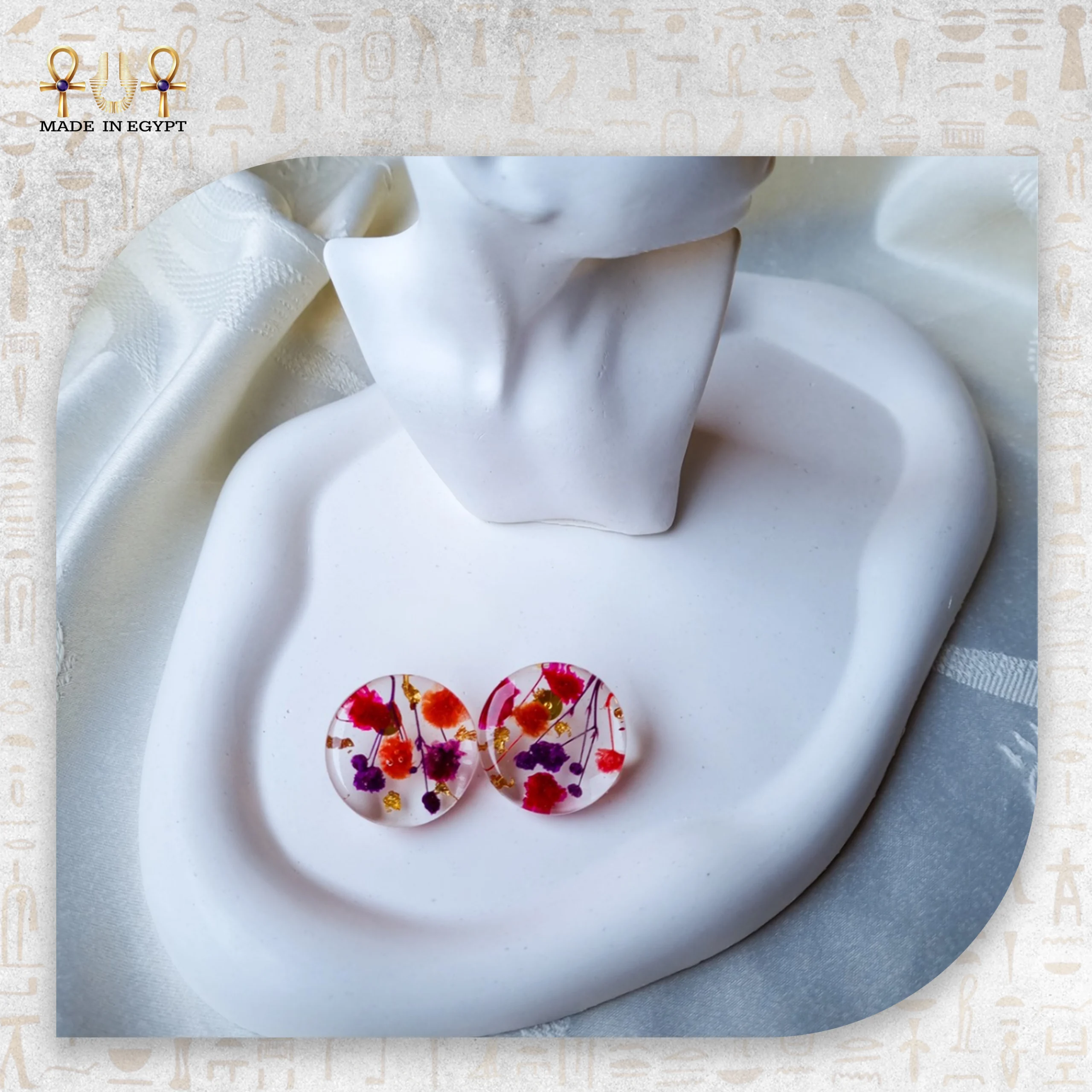 Flower Gold Resin Earrings@37C