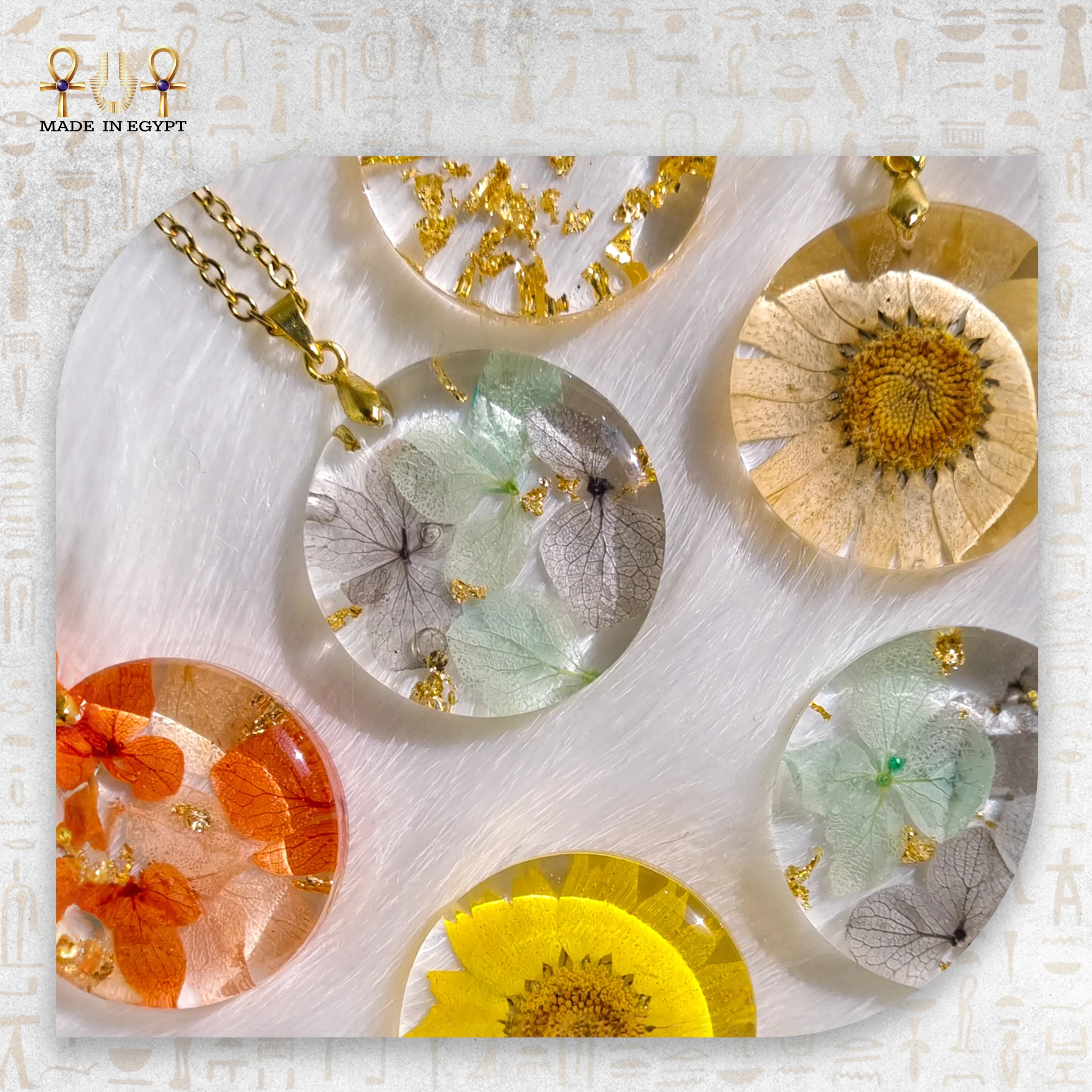 Flower Gold Resin Necklace@31A