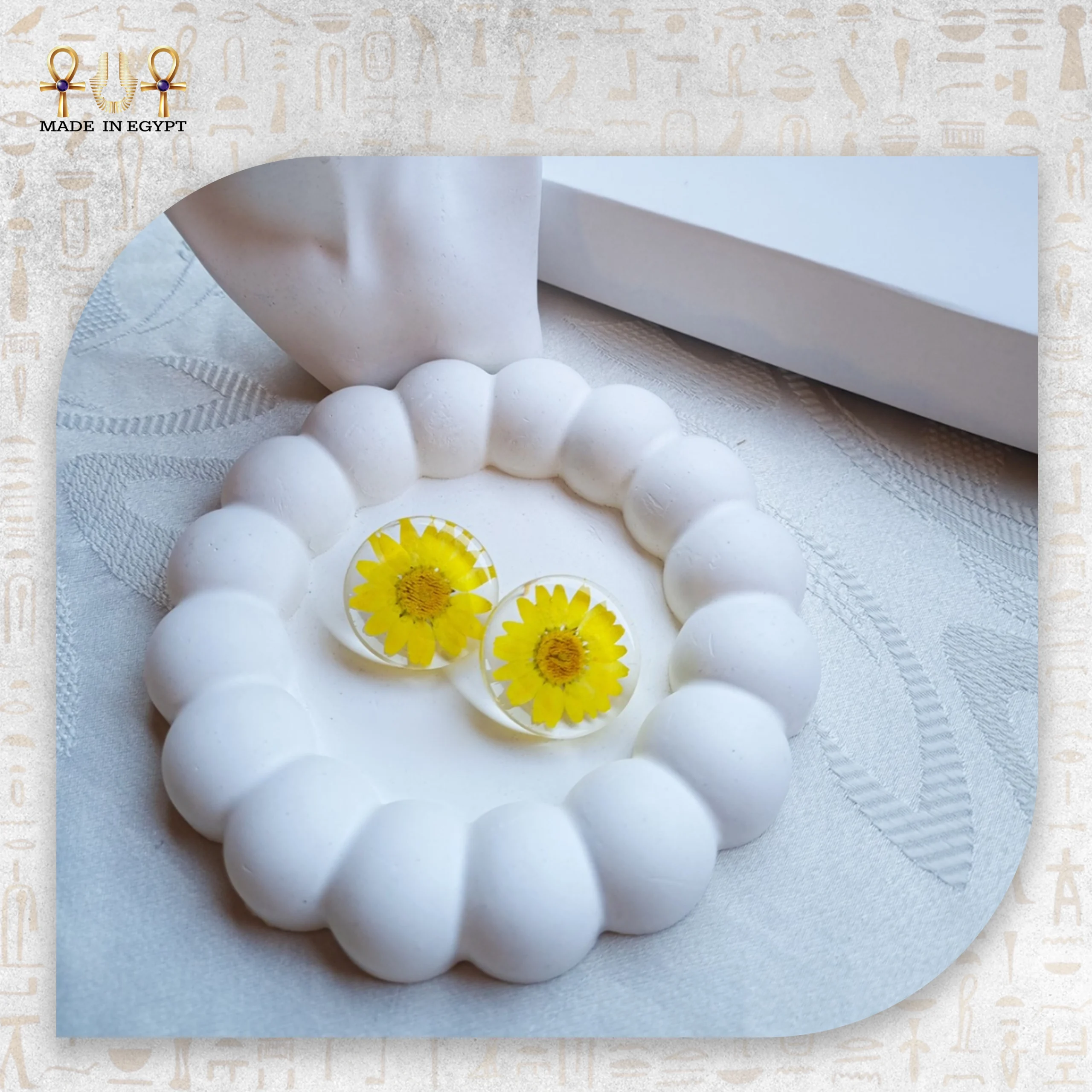 Yellow Flower Resin Earrings@34A