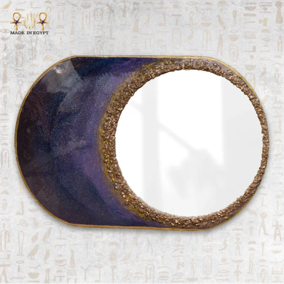 @10A Crescent Resin Mirror with Golden Stones Crescent Resin Mirror with Golden Stones - Image 1