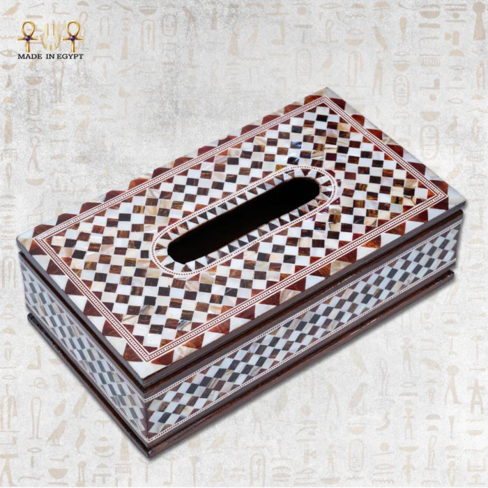 ⁦علبة مناديل مطعّمة بالصدف⁩ - الصورة ⁦1⁩