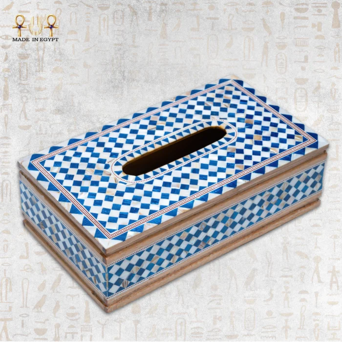 ⁦علبة مناديل مطعّمة بالصدف⁩ - الصورة ⁦4⁩