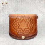 Carved Blossom Leather Bag