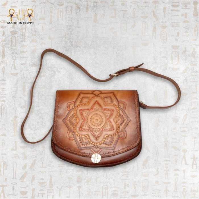 Carved Blossom Leather Bag - Image 3